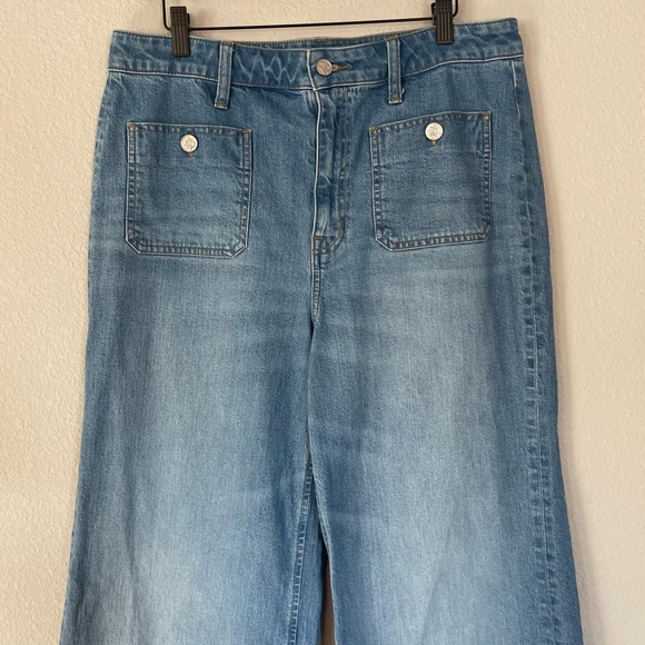 J. Crew High Rise Sailor Denim Trouser Wide Leg Jeans in 1996 Semi Stretch-31x32 - Picture 7 of 13
